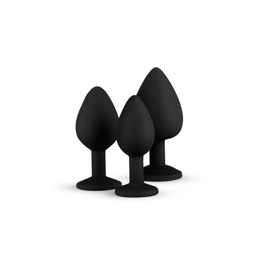 Pack 3 Butt Plug  with Crystal Silicone Black - UABDSM