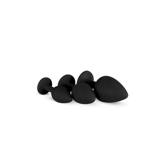 Pack 3 Butt Plug  with Crystal Silicone Black - UABDSM