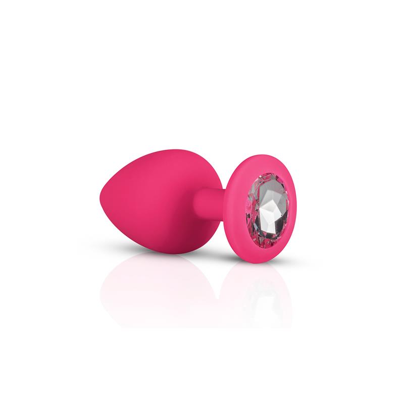 3 Pieces Butt Plug Set with Crystal Silicone Pink - UABDSM