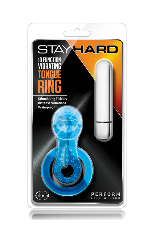 Stay Hard Vibrating Tongue Ring Blue
