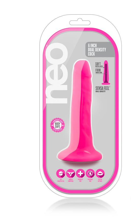 Neo 6inch Dual Density Cock Neon Pink