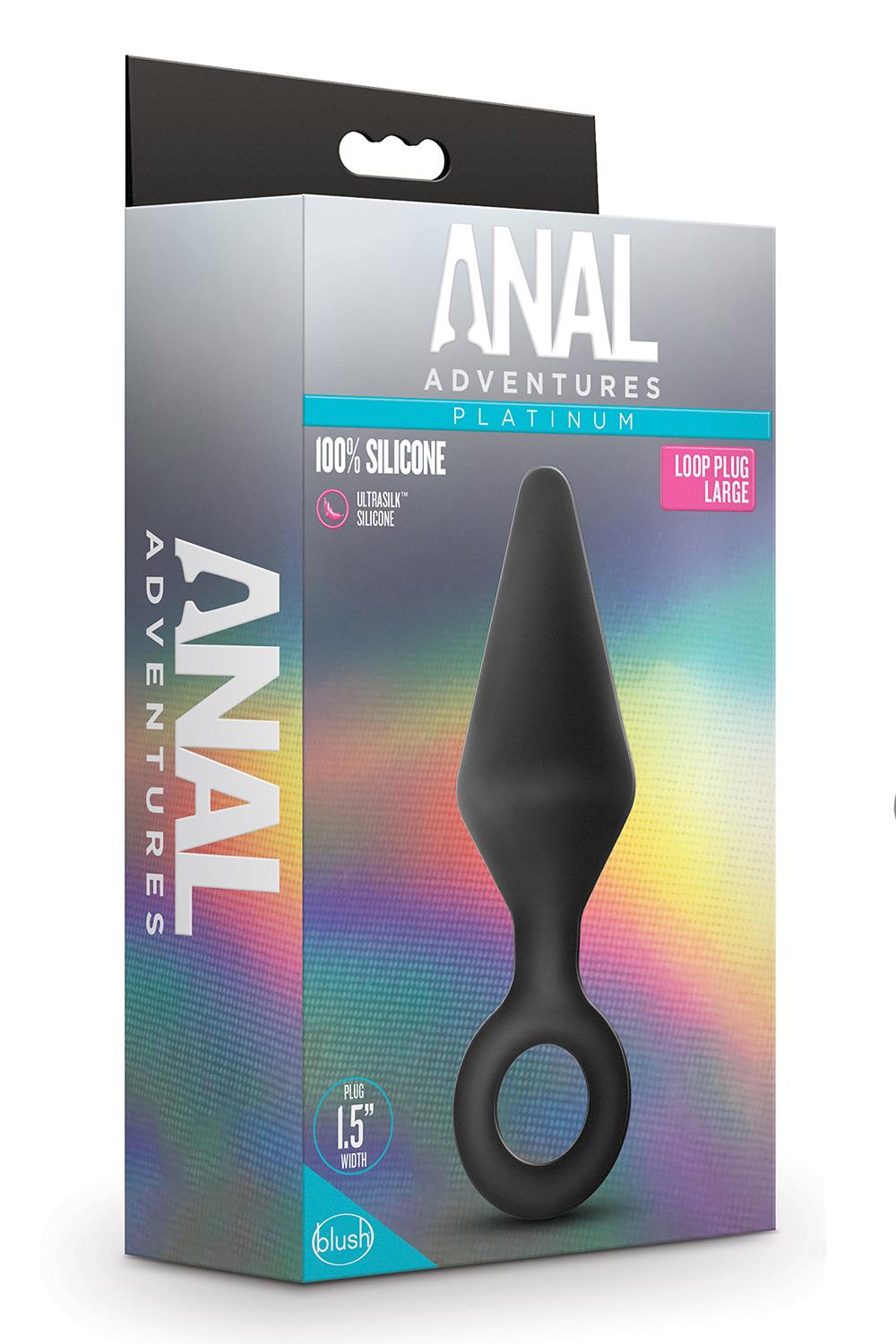 Anal Adventures Platinum Silicone Loop Plug Large Black