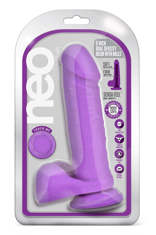 Neo 8 Inch Dual Density Dildo Neon Purple
