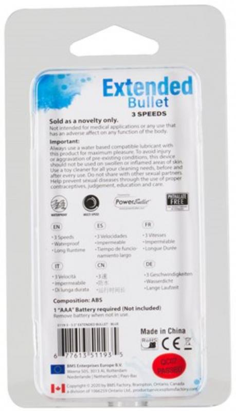 Extended Breeze Bullet Vibrator - Blue - UABDSM