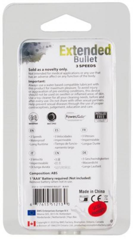 Extended Breeze Bullet Vibrator - Black - UABDSM