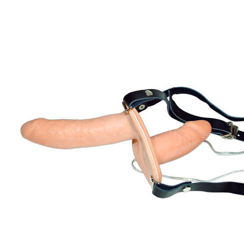 Vibrating Flesh Strap On Duo Vibrating Dongs - UABDSM