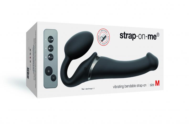 Strap On Me - Strapless Vibrating Strap-On Dildo - Size M - Black - UABDSM