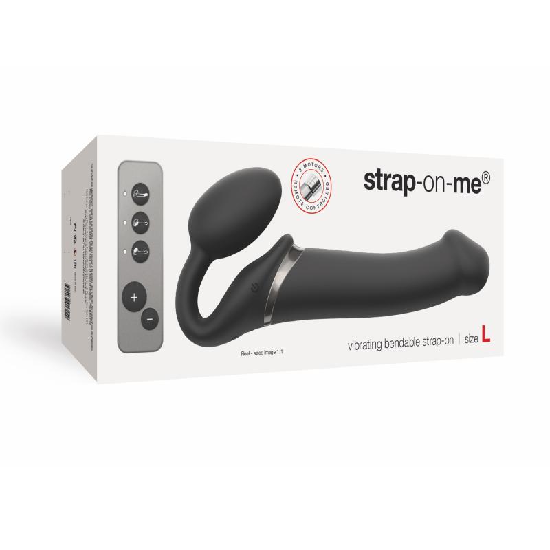 Strap On Me - Strapless Vibrating Strap-On Dildo - Size L - Black - UABDSM