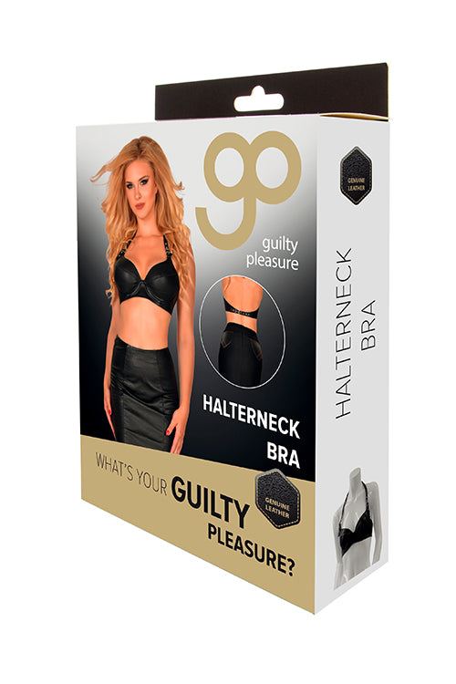 Gp Leather Halterneck Bra Black Xl