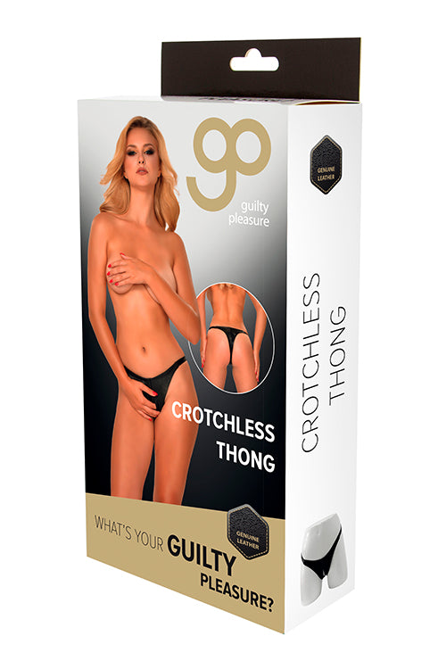 Gp Genuine Leather Crotchless Thong Xl