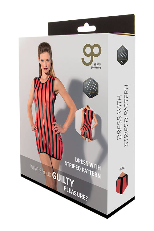 Gp Printed Datex Striped Dress Red M