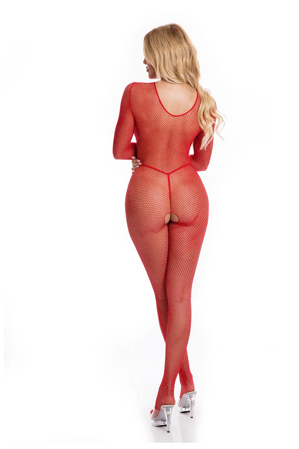 Risque Crotchless Bodystocking Red S/m