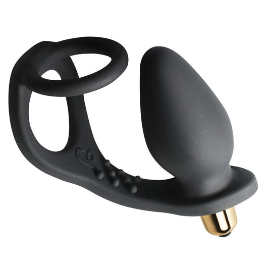 Rocks Off 7 Speed RO-Zen Cockring And Anal Plug Black - UABDSM