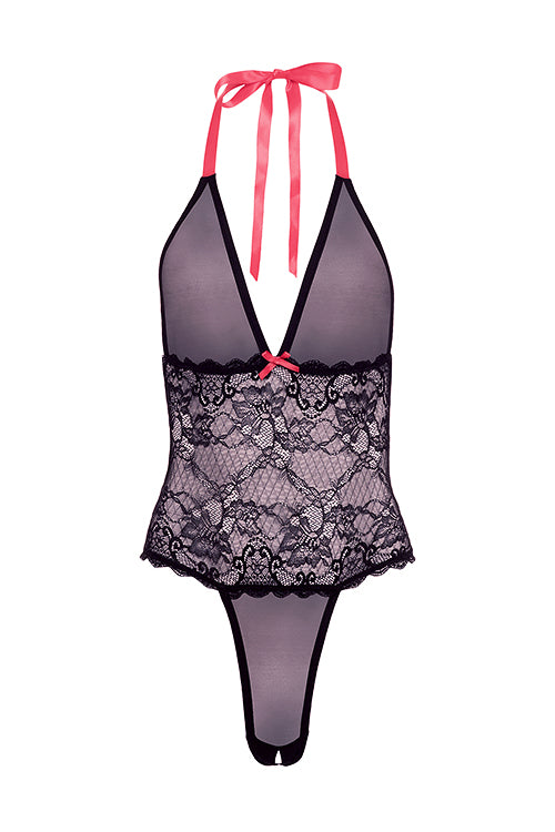 Barely Bare V Plunge Lace & Mesh Teddy