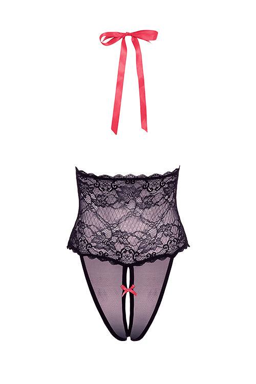 Barely Bare V Plunge Lace & Mesh Teddy