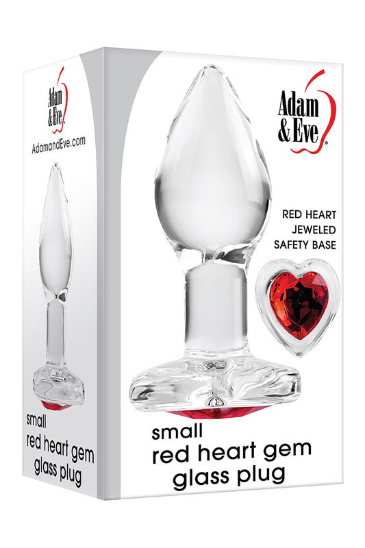 Adam Et Eve Red Heart Gem Glass Plug Small