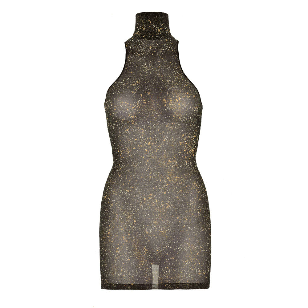 Leg Avenue Lurex Spandex Mini Dress Gold UK 6 to 12 - UABDSM