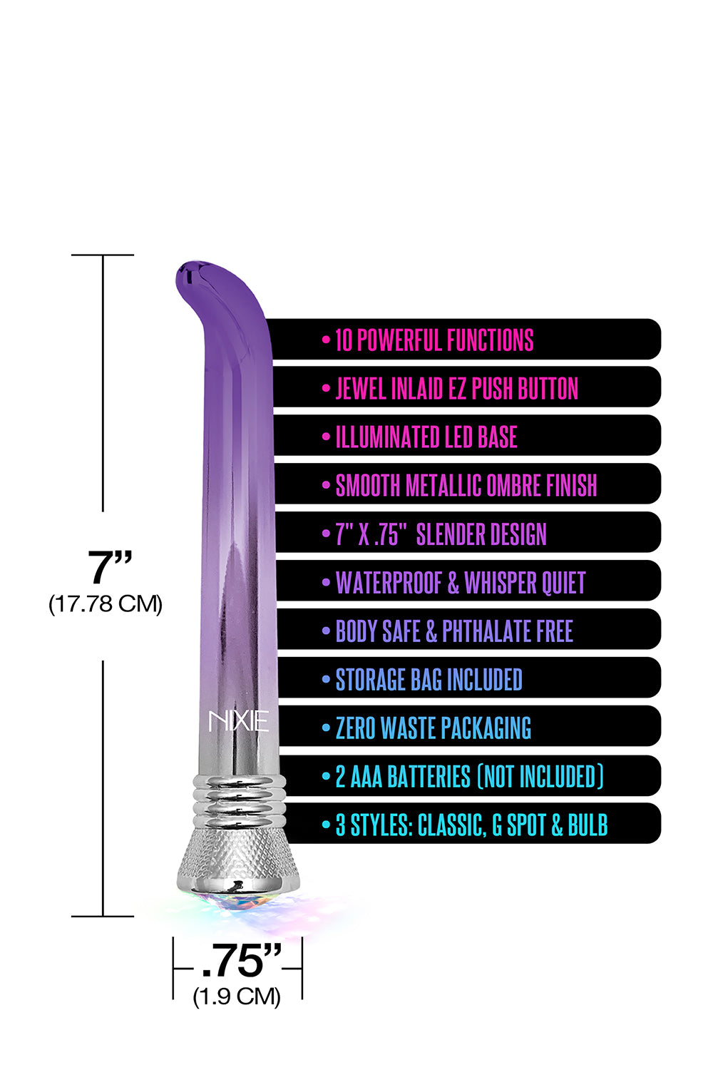 Nixie Jewel Ombre G-spot Vibe Purple Glow