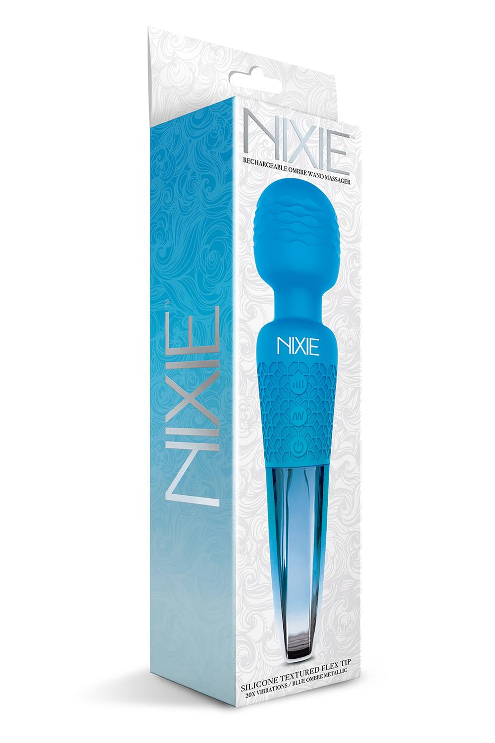 Nixie  Rechargeable Wand Massager Blue Ombre Metallic