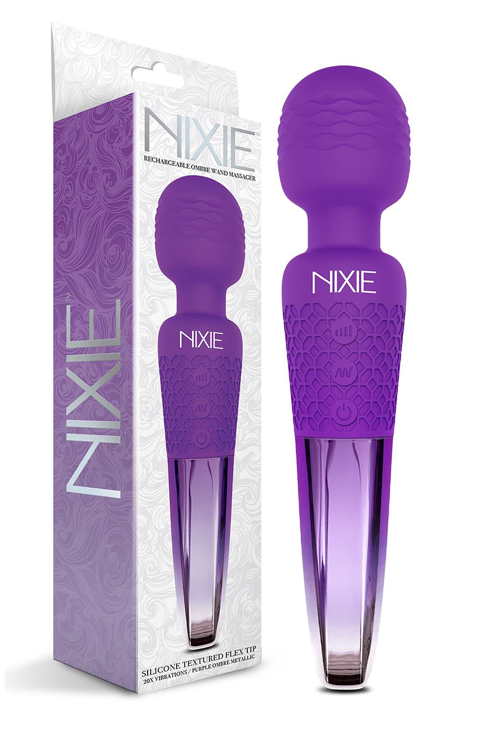 Nixie  Rechargeable Wand Massager Purple Ombre Metallic