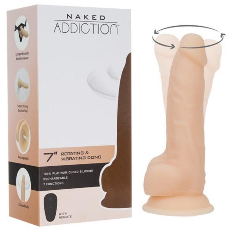 Naked Addiction - Realistic Rotating Dildo With Remote Control - 18 Cm - UABDSM