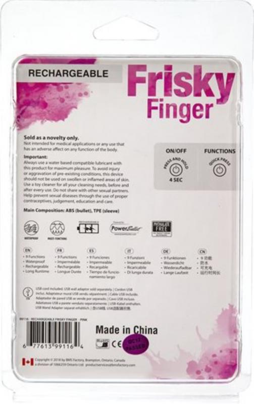 Frisky Finger Rechargeable Bullet Vibrator - Pink - UABDSM