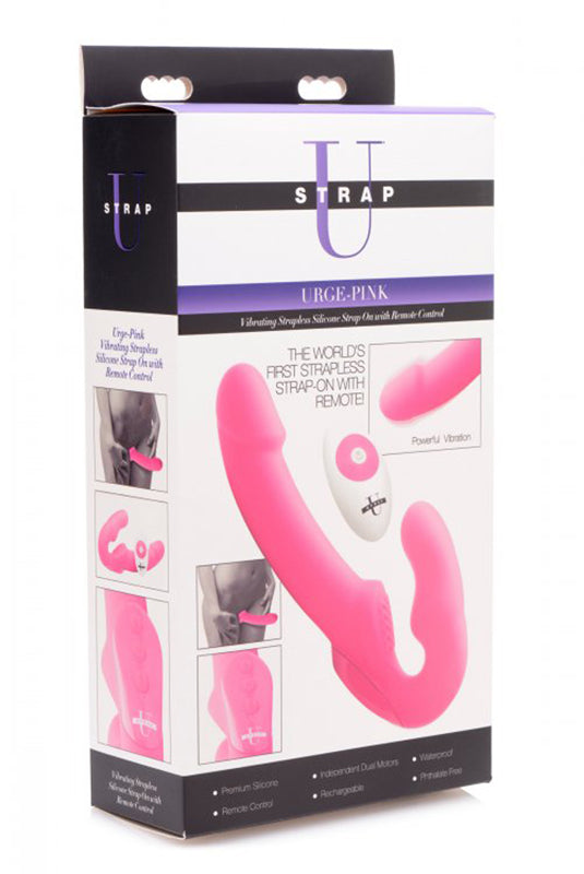 Urge Strapless Strap-On Vibrator - Pink - UABDSM