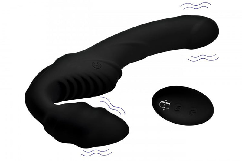 Pro Rider Strapless Strap-on Vibrator - Black - UABDSM