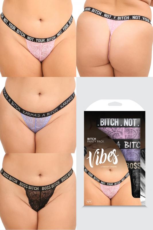 Bitch 3 Pack Thongs - Curvy - UABDSM