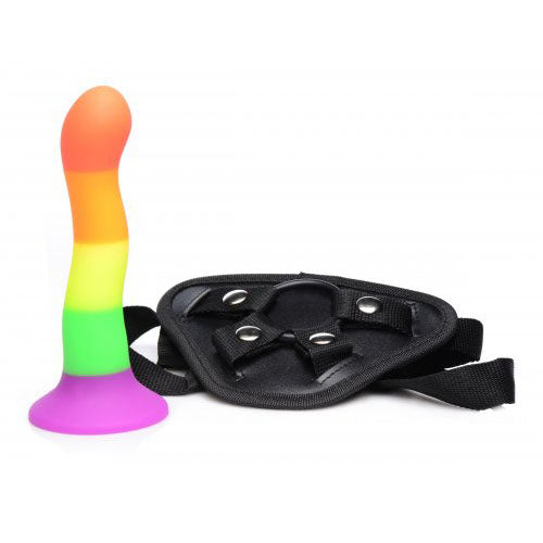 XR Proud Rainbow Silicone Dildo with Harness - UABDSM