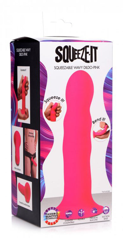 Squeeze-It Wavy Dildo - Pink - UABDSM