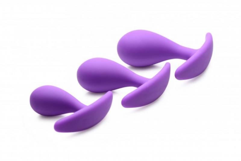 Booty Poppers Silicone Anal Plug Set Of 3 - Purple - UABDSM