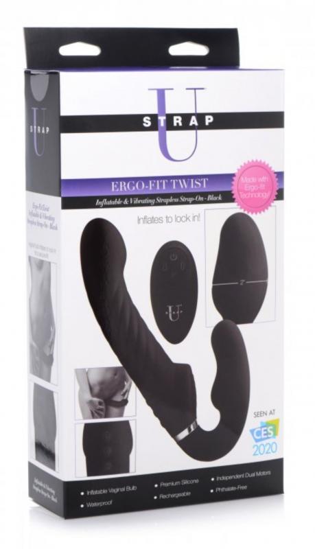 Swirl Vibrating Strapless Strap-On - Black - UABDSM