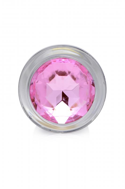 Pink Gem Glass Anal Plug With Gem - Medium - UABDSM