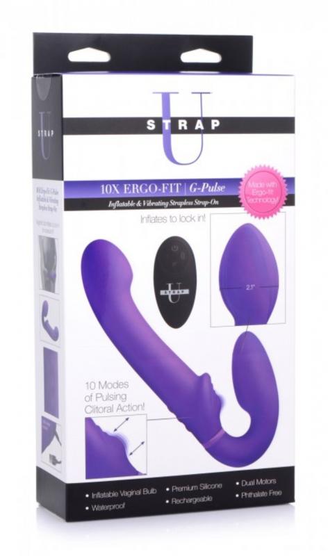 G-Pulse Vibrating Strapless Strap-On - Purple - UABDSM