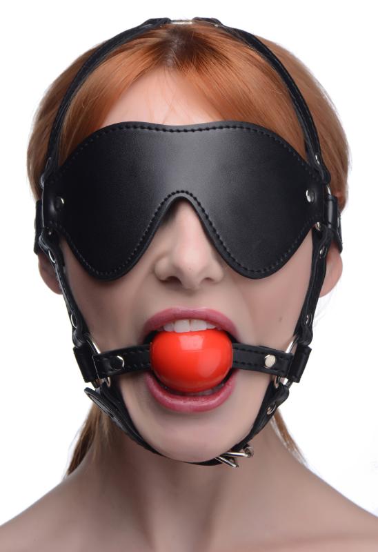 Kinky Adjustable Harness With Blindfold And Ball Gag - UABDSM