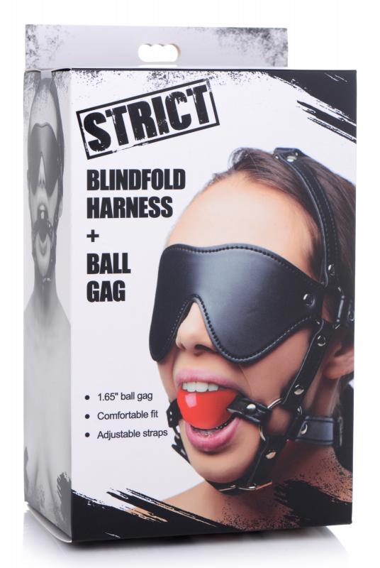 Kinky Adjustable Harness With Blindfold And Ball Gag - UABDSM