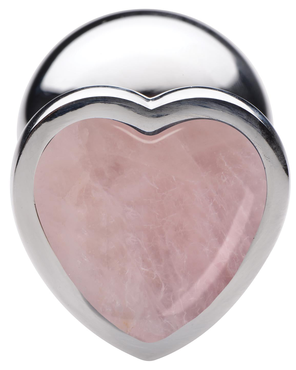 Authentic Rose Quartz Gemstone Heart Anal Plug - Large - UABDSM