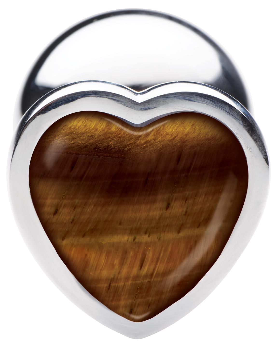 Authentic Tigers Eye Gemstone Heart Anal Plug - Medium - UABDSM