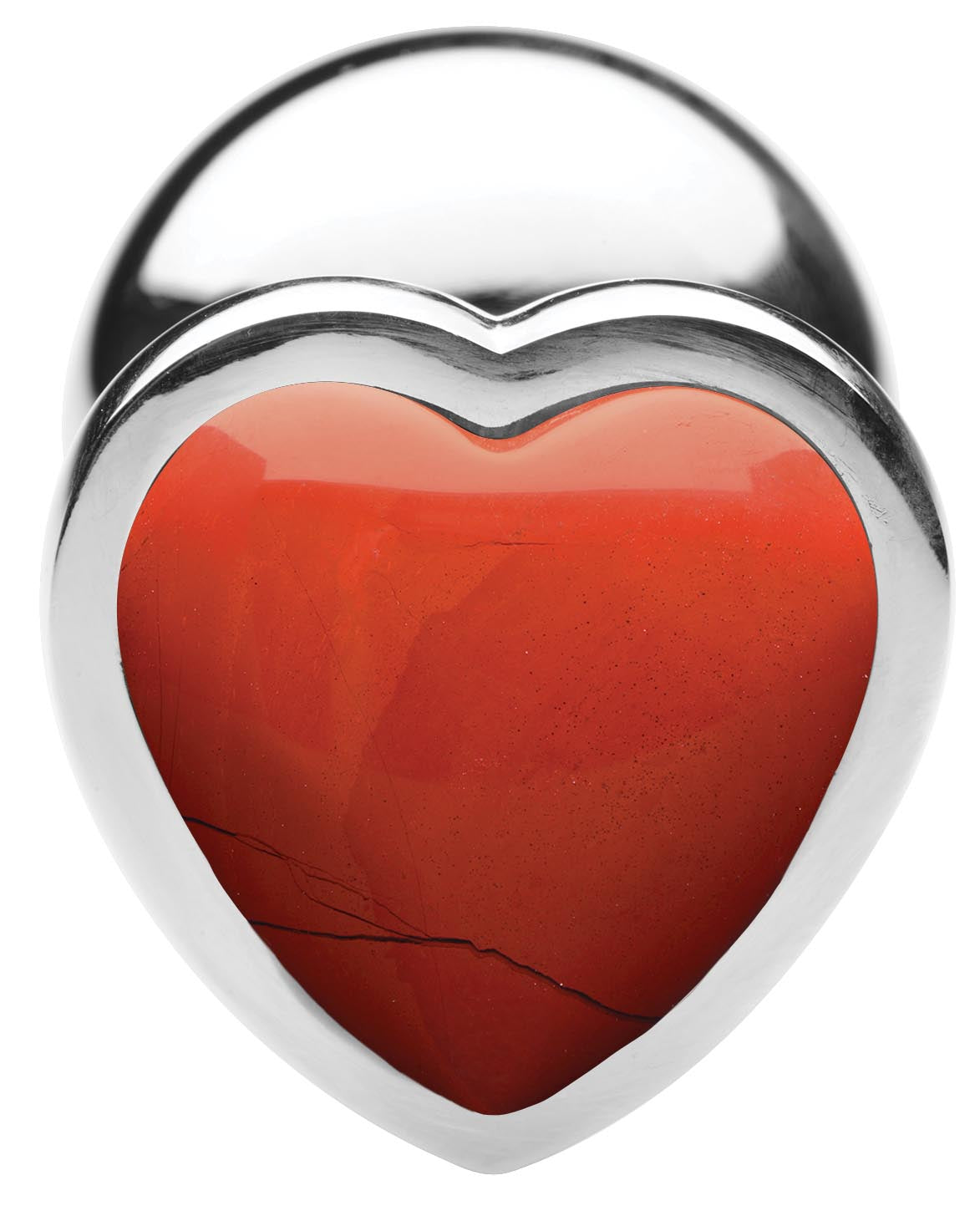Authentic Red Jasper Gemstone Heart Anal Plug - Large - UABDSM