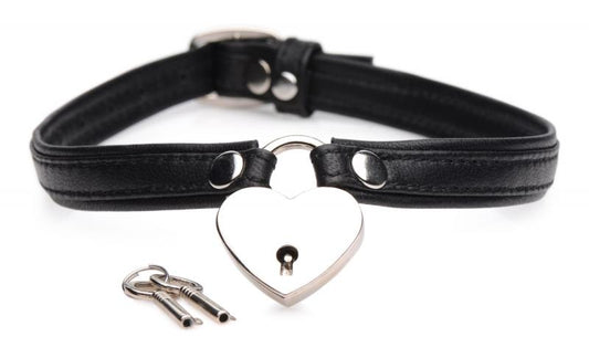 Heart Lock Collar With Keys - Black - UABDSM