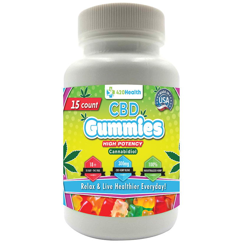 420 Health CBD Gummies 300mg 15 Count Bottle - UABDSM