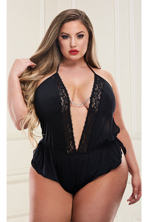 Sexy Satin Teddy Black Xl