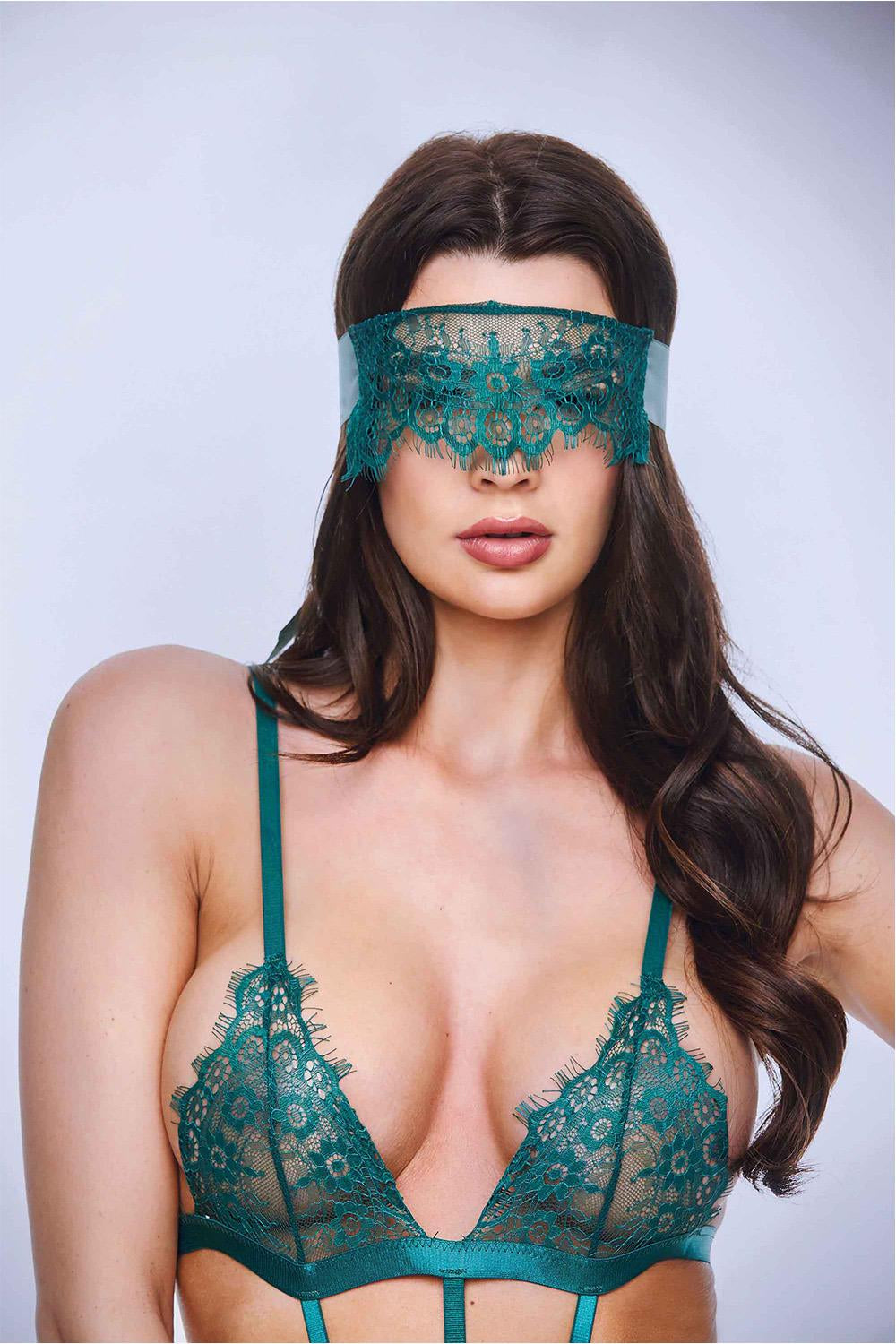 Sexy Strappy Lace Teddy With Garters Green M/l