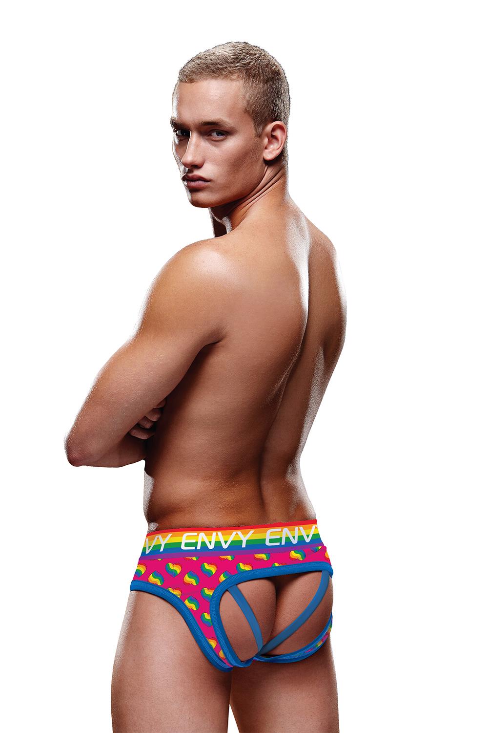 Rainbow Hearts Bubble Butt Jock M/l