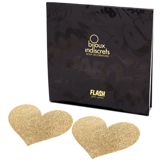 Bijoux Flash Heart Glitter Pasties-Gold - UABDSM