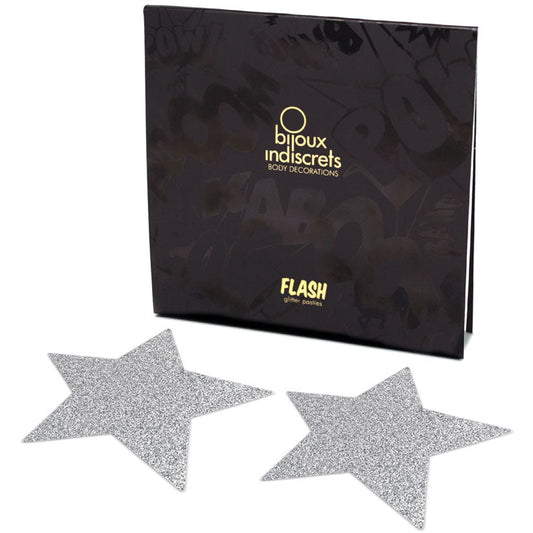 Bijoux Flash Star Glitter Pasties-Silver - UABDSM