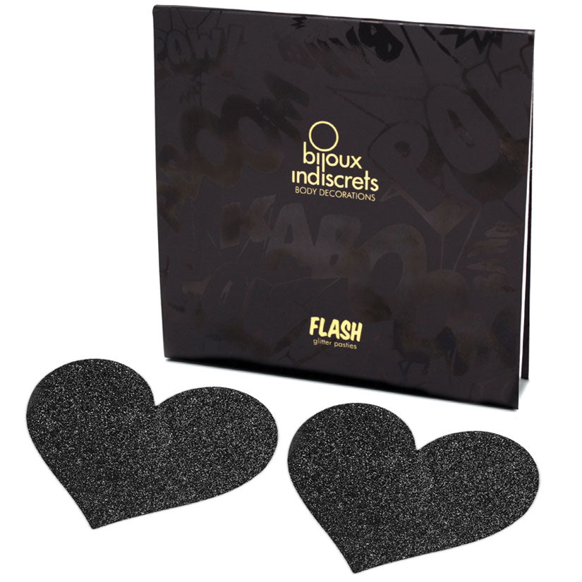 Bijoux Flash Heart Glitter Pasties-Black - UABDSM