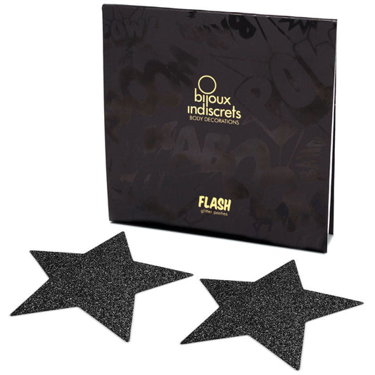 Bijoux Flash Star Glitter Pasties-Black - UABDSM