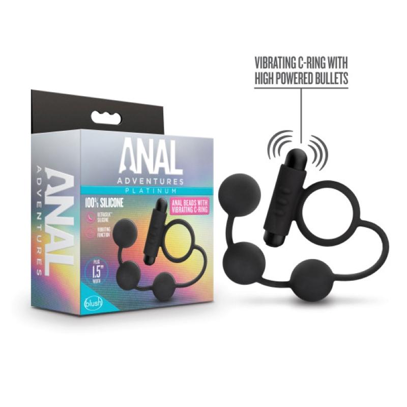 Anal Adventures Platinum - Anal Beads With Vibrating Cockring - UABDSM